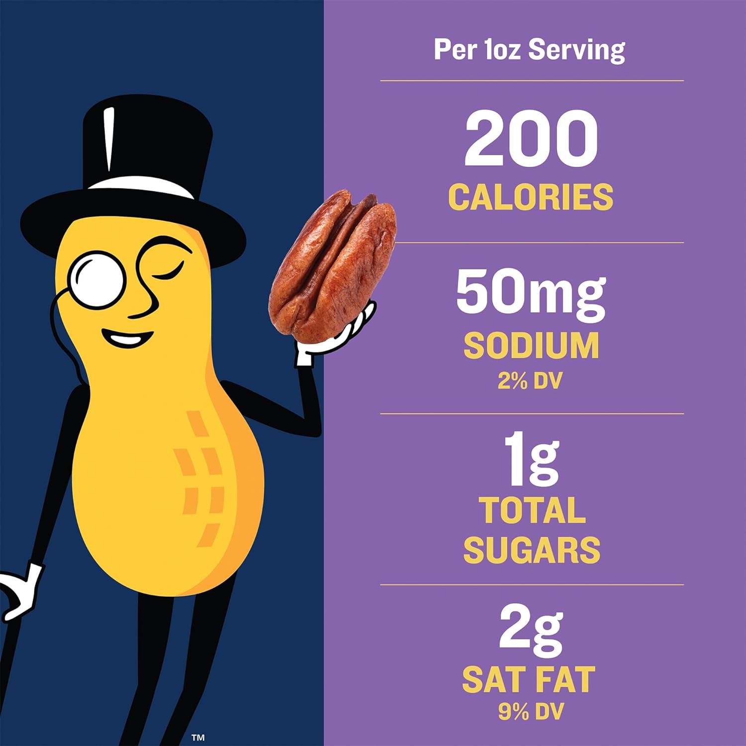 PLANTERS Roasted Pecan Nuts, Party Snacks, Plant-Based Protein, 7.25 Oz Canister - 24hrsmart